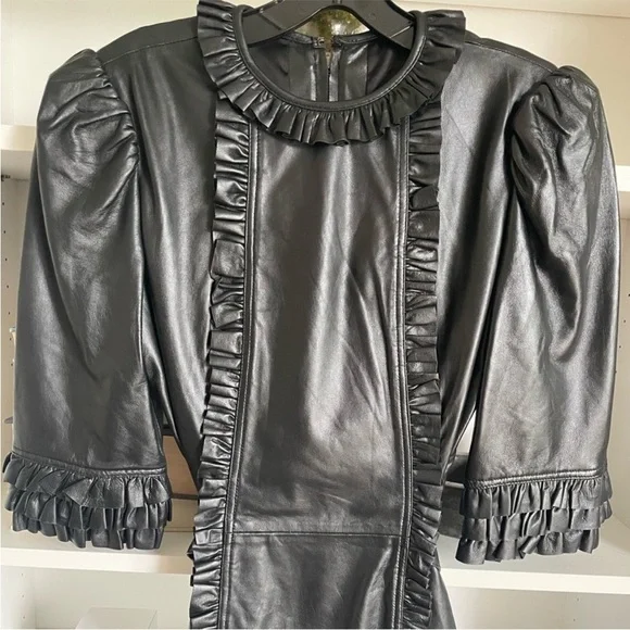 VAMPIRE’S WIFE butter soft black leather Mini Dress- worn on redcarpet/premiere - Picture 5 of 5